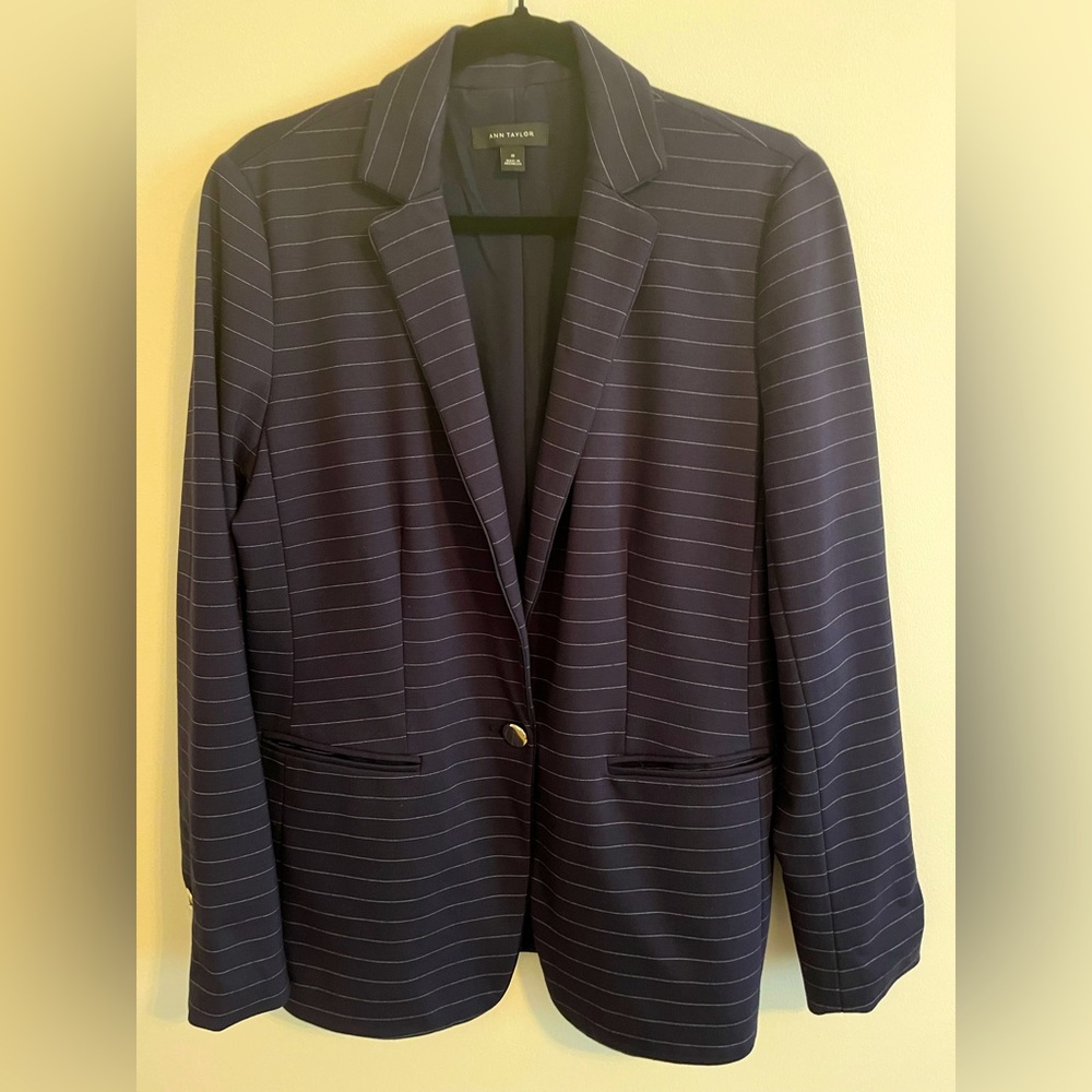 Ann Taylor Knit Casual Pinstripe Jacket, Size 10